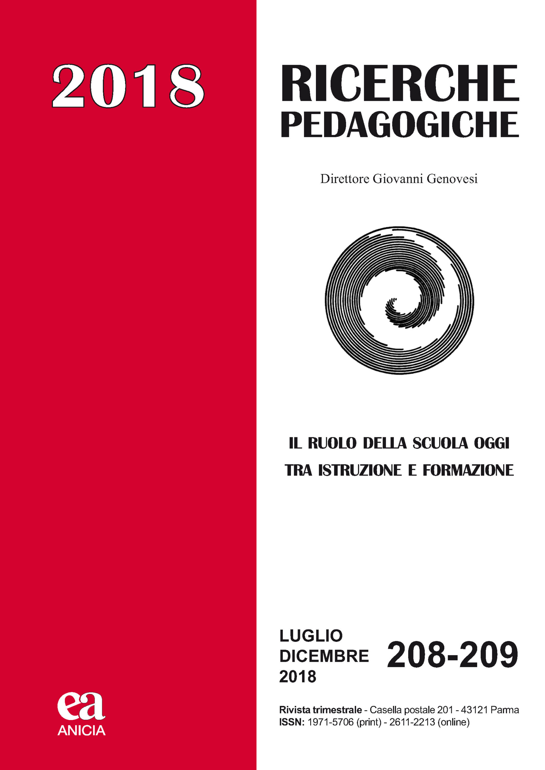 Ricerche Pedagogiche n° 208-209 | Luglio-Dicembre 2018